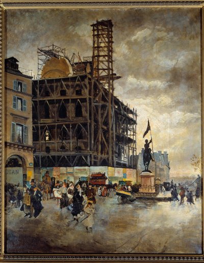 Place de Pyramides, Bau des Marsan-Pavillons (Paris) im Jahr 1880 von Giuseppe or Joseph de Nittis