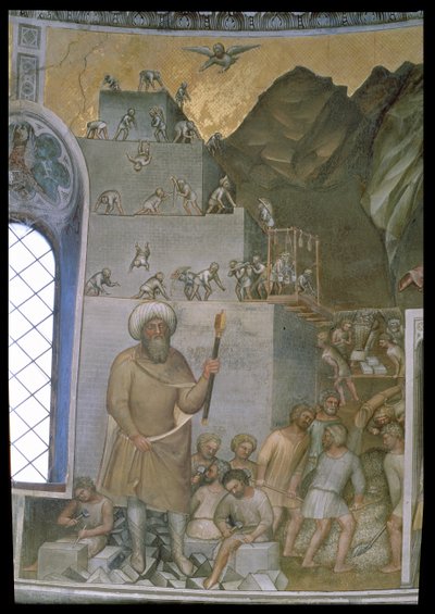 Bau des Turms von Babel, 1360-70 von Giusto di Giovanni de Menabuoi