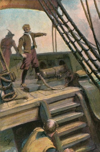 Illustration für Westward Ho! von Charles Kingsley von Godfrey C. Hindley