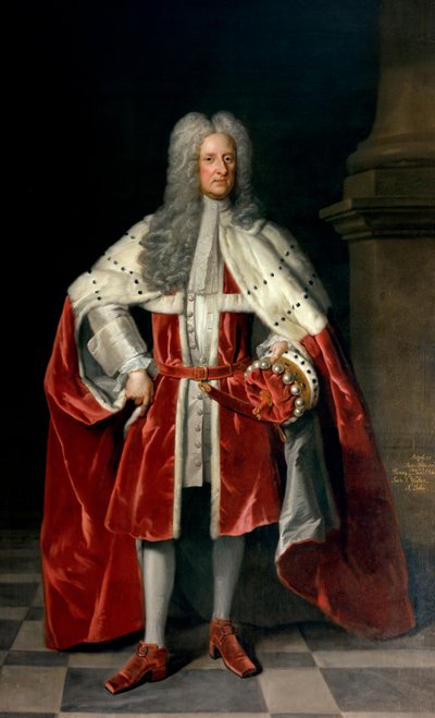 Porträt von Henry, 1. Viscount St. John (1652-1742) in seinen Krönungsroben, 1727 von Godfrey Kneller