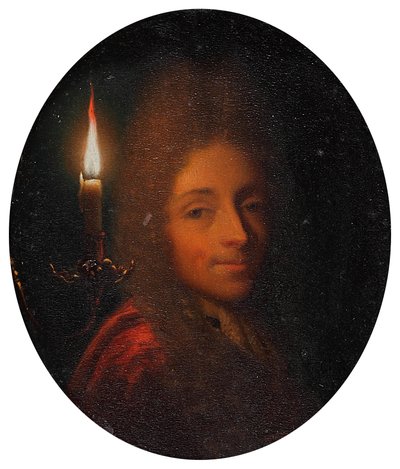 Selbstbildnis mit brennender Kerze von Godfried Schalcken