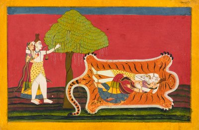 Shiva und Parvati auf einer Tigerhaut: Anakul Nayaka-Folio aus einer Rasamanjari, ca. 1710 - ca. 1715 von Golu