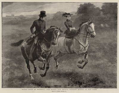 Glückliche Tage in Windsor, die Königin und der Prinzgemahl reiten im Park von Gordon Frederick Browne