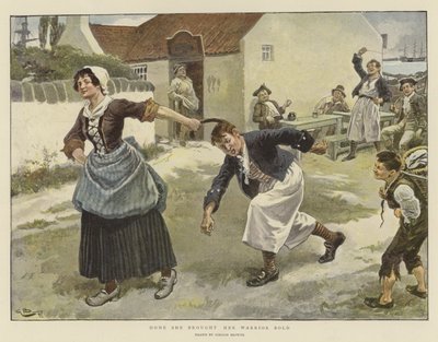 Heim brachte sie ihren tapferen Krieger (Chromolitho) von Gordon Frederick Browne