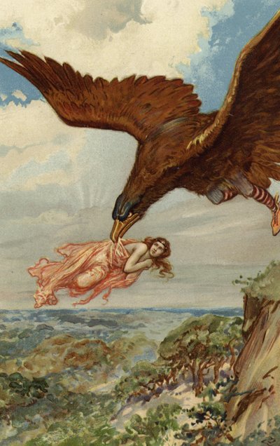 Thjassi, der Riese, flog in seinem Adlergefieder herab und ergriff Iduna (Chromolitho) von Gordon Frederick Browne