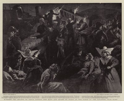Die Herzen ihres Volkes gewinnen, der König und die Königin von Italien an der Unglücksstelle bei Rom von Gordon Frederick Browne