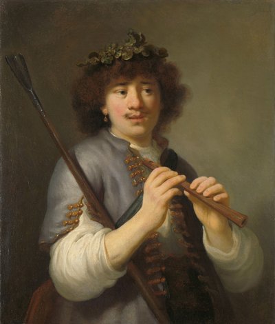 Rembrandt als Schäfer mit Stab und Flöte, 1636 von Govaert Flinck