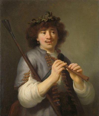 Rembrandt als Schäfer mit Stab und Flöte von Govert Flinck