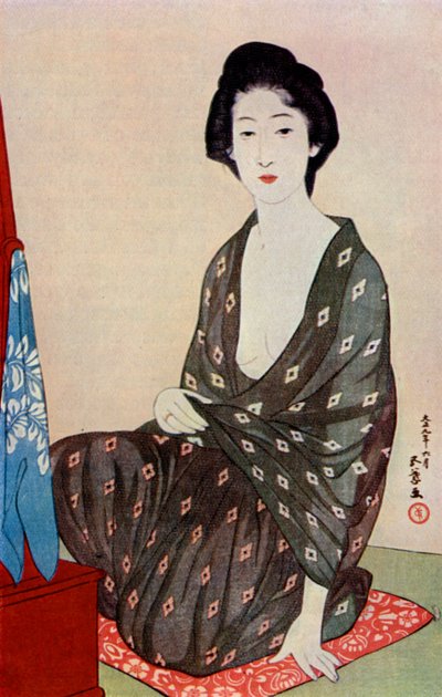 Eine japanische Frau in Sommerkleidung, 1920-1930 von Goyo Hashiguchi