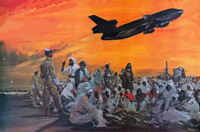 Muslimische Pilger im Nahen Osten fliegen mit einer Douglas DC-10 nach Mekka von Graham Coton