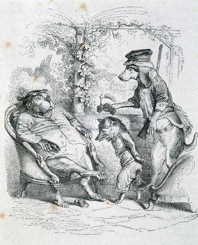 Die zwei Hunde und der Riffler Fuchs - von Grandville von Grandville