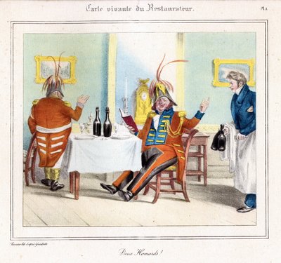 Die lebendige Karte des Restaurateurs: Zwei Hummer! 1831-32 (Lithographie) von Grandville