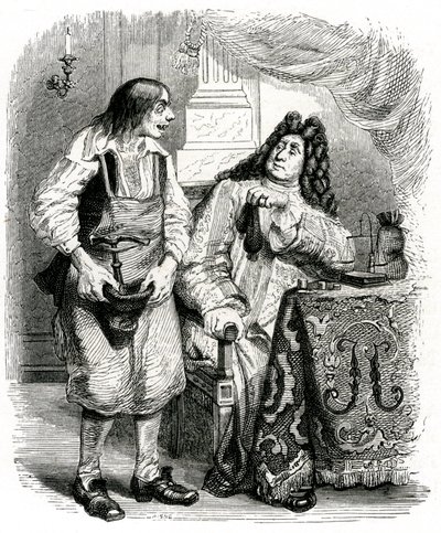 Der Schuster und der Finanzier: Fabel von La Fontaine, illustriert von Grandville. von Grandville (1803 47)