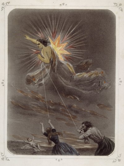 Sterne: Frau, die "Der böse Stern" (das Unglück) darstellt - von Grandville von Grandville