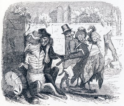 Der Fuchs und die Trauben - Fabeln von La Fontaine von Grandville