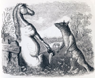 Das Pferd und der Wolf - Fabeln von La Fontaine von Grandville