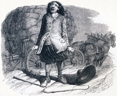 Der festgefahrene Fuhrmann - Fabeln von La Fontaine von Grandville
