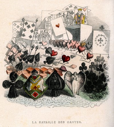 Illustration: Ein Kartenspielkampf, für "Un Autre Monde", Ausgabe Fournier von Grandville