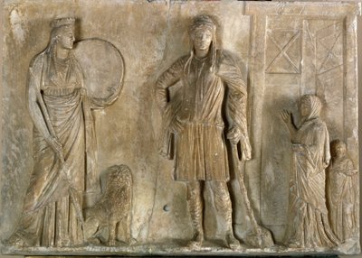 Griechische Kunst: „Phrygische Gottheiten Kybele und Attis, ihr Sohn und Geliebter“ von Greek