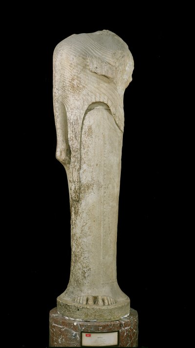 Kore-Figur, gewidmet von Cheramyes an Hera, aus dem Heiligtum der Hera, Samos, ca. 570-560 v. Chr. von Greek