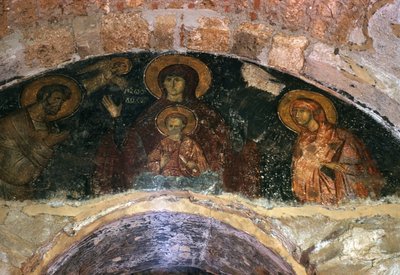 Mutter Gottes, Narthex-Wandmalerei, Afendiko-Kirche, Brontochion-Kloster von Greek School