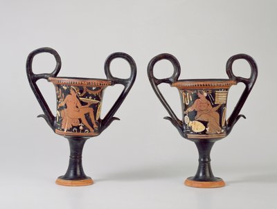 Rotfiguriger Kantharos, der einen Jüngling und eine Frau darstellt, ca. 310 v. Chr. von Greek School