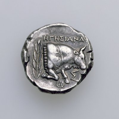 Tetradrachme von Samos, Ionien, Darstellung eines Stiers, ca. 390 v. Chr. (Rückseite) von Greek School