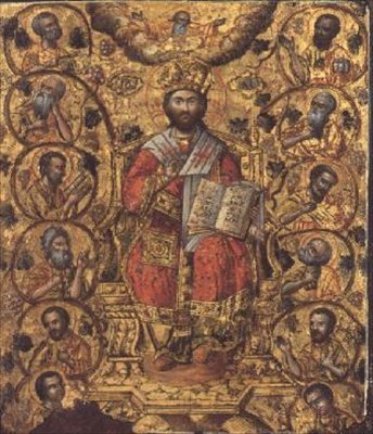 Baum Jesse, Teil eines Diptychons von den Ionischen Inseln (Detail) von Greek School