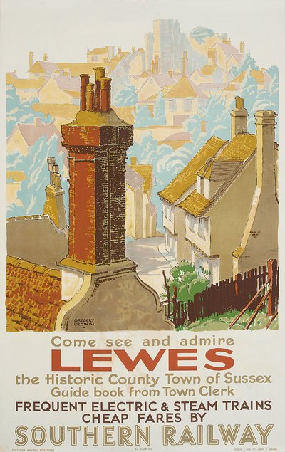 Lewes, Plakat zur Werbung für Southern Railway von F. Gregory Brown