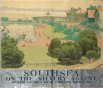 Southsea am silbernen Solent, Plakat für Southern Railways von F. Gregory Brown