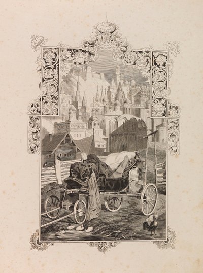 Frontispiz zur Novelle Tarantas Der Tarantass von Vladimir Sollogub, 1845 von Grigori Grigorevich Gagarin