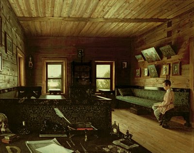 Das Arbeitszimmer im Haus von Nikolai Milyukov in Ostrovky, 1844 von Grigori Vasilievich Soroka