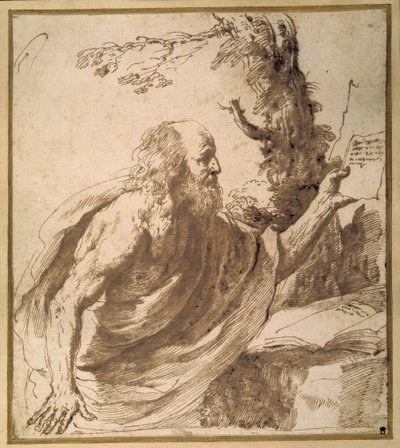 Ein Heiliger liest in der Wüste von Guercino