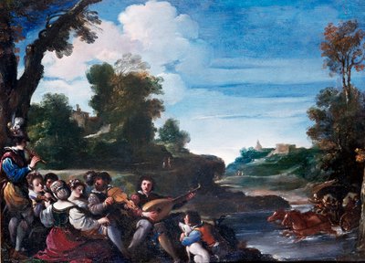 Sommervergnügen. Landschaft mit Konzert von Guercino