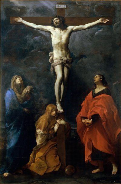 Christus am Kreuz mit Maria, Johannes und Maria Magdalena, ca. 1617 von Guido Reni