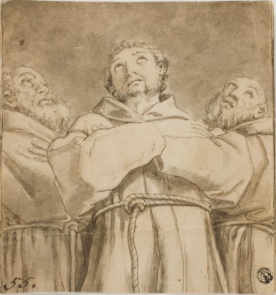 Der heilige Franz von Assisi mit zwei Mönchen seines Ordens von Guido Reni