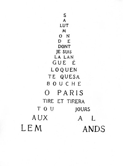 Kalligramm des Eiffelturms von Guillaume Apollinaire