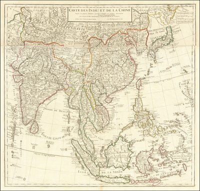 1705 Karte - Karte von Indien und China von Guillaume Delisle