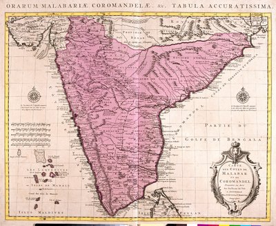 Karte von Coromandel und Malabar (Indien) von Guillaume Delisle