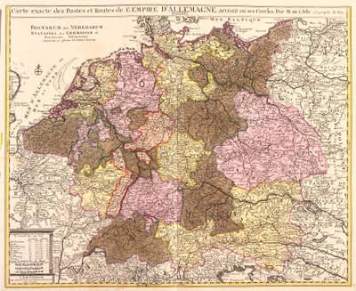 Karte der Straßen und Posten Deutschlands (Radierung) von Guillaume Delisle