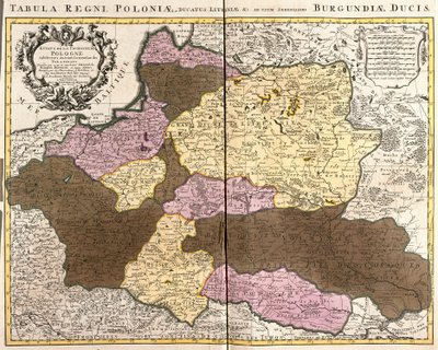 Karte des Königreichs Polen mit dem Herzogtum Litauen (Radierung) von Guillaume Delisle