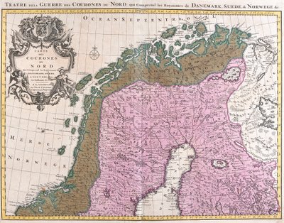 Karte der nordischen Länder, Königreiche Dänemark, Schweden und Norwegen von Guillaume Delisle