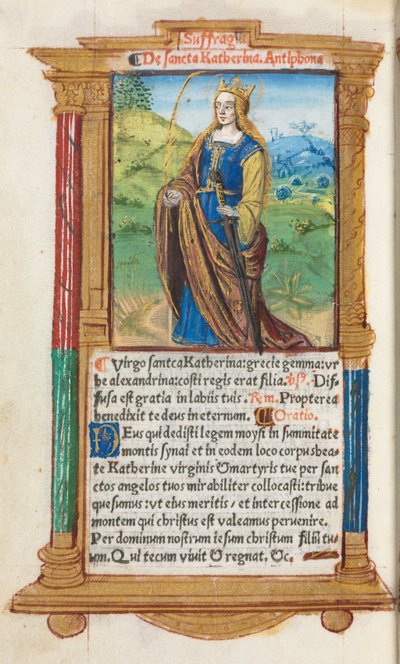 Gedrucktes Stundenbuch (Gebrauch von Rom): fol. 109v, St. Katharina von Guillaume Le Rouge