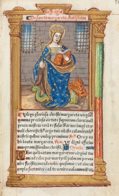 Gedrucktes Stundenbuch (Gebrauch von Rom): fol. 110r, St. Margareta von Guillaume Le Rouge