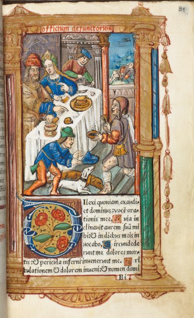 Gedrucktes Stundenbuch (Gebrauch von Rom): fol. 73r, Lazarus von Guillaume Le Rouge