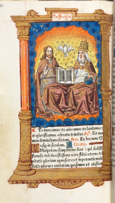 Gedrucktes Stundenbuch (Gebrauch von Rom): fol. 94v, Die Dreifaltigkeit von Guillaume Le Rouge