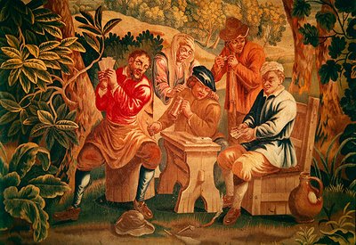 Das Kartenspiel, (Detail) der Spieler, frühes 18. Jahrhundert von Guillaume Warniers