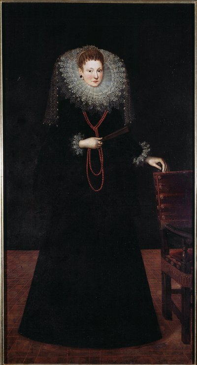 Porträt einer adligen Dame aus Genua Gemälde von Guilliam Van Deynen (1575-1624) 1610 Dim 225x120 cm Musei di Strada Nuova (ex Palazzo Bianco) Genua, Italien von Guilliam van Deynen