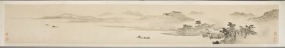 Landschaft mit Fischer und Gedicht (Tinte auf Papier) von Guo Xu Guo Xu