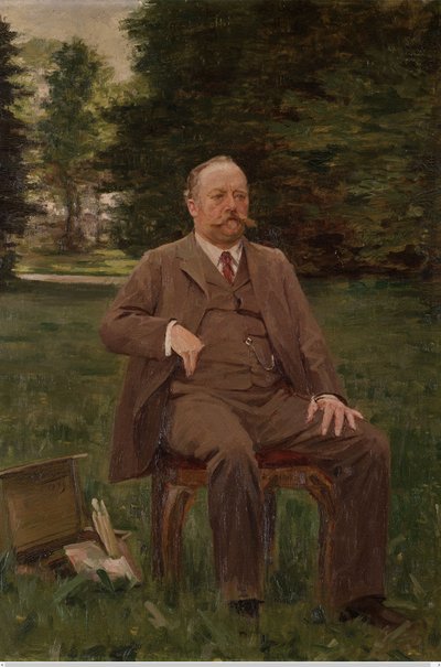 Fernand Scribe in seinem Garten von Gustaaf Vanaise